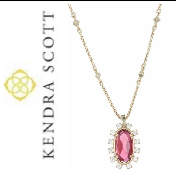 New Kendra Scott Ruby Red Diamond Pendant Gold Necklace 💛❤ - Picture 7 of 12